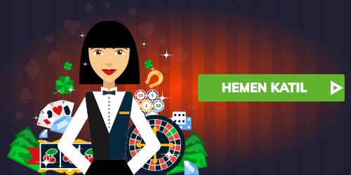 animasyon kadın ve casino elementleri yer alan hemen katıl butonlu banner